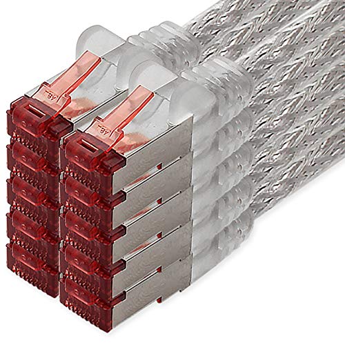Netzwerkkabel Cat.6 10m transparent - 10 x Ethernetkabel Lankabel Cat6 Lan Netzwerk Kabel Sftp Pimf Patchkabel 1000 Mbit s Netzwerkkabel Cat.6 10m transparent - 10 x Ethernetkabel Lankabel Cat6 Lan Netzwerk Kabel Sftp Pimf Patchkabel 1000 Mbit s von freiwerk