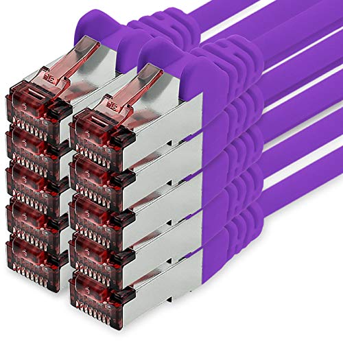 Netzwerkkabel Cat.6 10m violett - 10 x Ethernetkabel Lankabel Cat6 Lan Netzwerk Kabel Sftp Pimf Patchkabel 1000 Mbit s von freiwerk