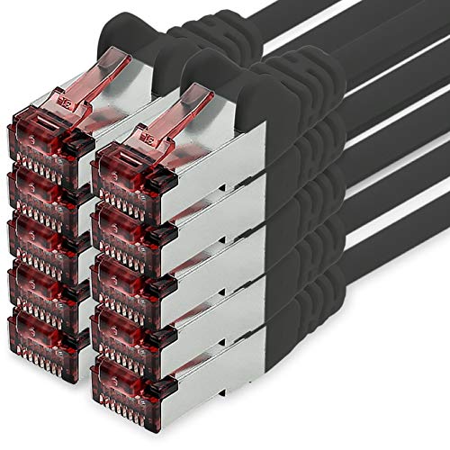 Netzwerkkabel Cat.6 1m schwarz - 10 x Ethernetkabel Lankabel Cat6 Lan Netzwerk Kabel Sftp Pimf Patchkabel 1000 Mbit s von freiwerk