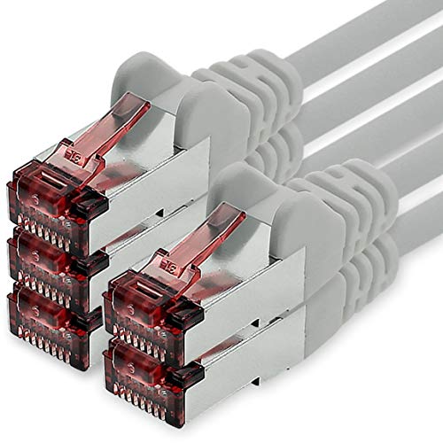 Netzwerkkabel Cat.6 5m grau - 5 x Ethernetkabel Lankabel Cat6 Lan Netzwerk Kabel Sftp Pimf Patchkabel 1000 Mbit s von freiwerk