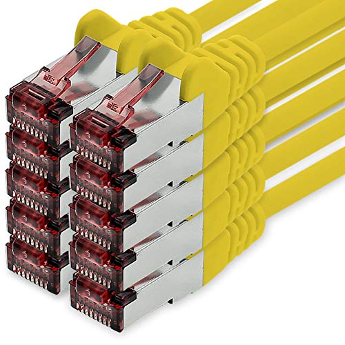 Netzwerkkabel Cat.6 7,5m gelb - 10 x Ethernetkabel Lankabel Cat6 Lan Netzwerk Kabel Sftp Pimf Patchkabel 1000 Mbit s von freiwerk