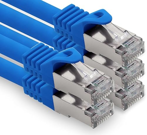 freiwerk 0,25m - blau - 5 Stück CAT.7 Netzwerkkabel Lan Ethernet Patch Kabel S-FTP LSZH PIMF 10GB s RJ45 Stecker Cat6a von freiwerk