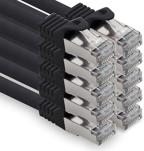 freiwerk 0,25m - schwarz - 10 Stück CAT.7 Netzwerkkabel Lan Ethernet Patch Kabel S-FTP LSZH PIMF 10GB s RJ45 Stecker Cat6a von freiwerk