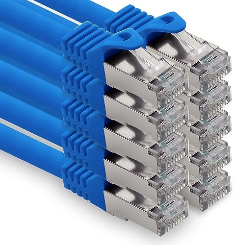 freiwerk 0,5m - blau - 10 Stück CAT.7 Netzwerkkabel Lan Ethernet Patch Kabel S-FTP LSZH PIMF 10GB s RJ45 Stecker Cat6a von freiwerk