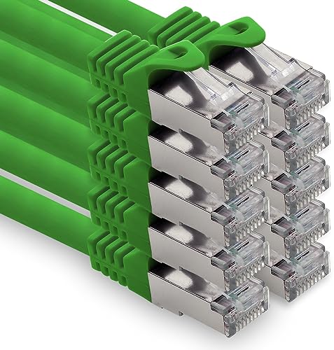 freiwerk 0,5m - grün - 10 Stück CAT.7 Netzwerkkabel Lan Ethernet Patch Kabel S-FTP LSZH PIMF 10GB s RJ45 Stecker Cat6a von freiwerk