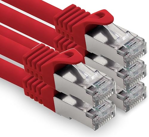 freiwerk 0,5m - rot - 5 Stück CAT.7 Netzwerkkabel Lan Ethernet Patch Kabel S-FTP LSZH PIMF 10GB s RJ45 Stecker Cat6a von freiwerk