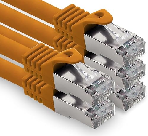 freiwerk 1,0m - orange - 5 Stück CAT.7 Netzwerkkabel Lan Ethernet Patch Kabel S-FTP LSZH PIMF 10GB s RJ45 Stecker Cat6a von freiwerk