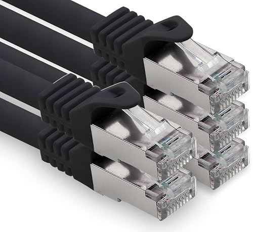 freiwerk 1,5m - schwarz - 5 Stück CAT.7 Netzwerkkabel Lan Ethernet Patch Kabel S-FTP LSZH PIMF 10GB s RJ45 Stecker Cat6a von freiwerk