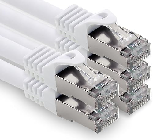 freiwerk 2,0m - weiss - 5 Stück CAT.7 Netzwerkkabel Lan Ethernet Patch Kabel S-FTP LSZH PIMF 10GB s RJ45 Stecker Cat6a von freiwerk