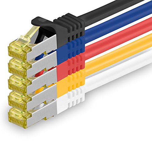 freiwerk 5x 0.25 M - CAT-7 Cat.7 Netzwerk-Kabel, Ethernet, Lan & Patch Kabel RJ-45 SFTP 10GB/s - 5 Farben 03 von freiwerk