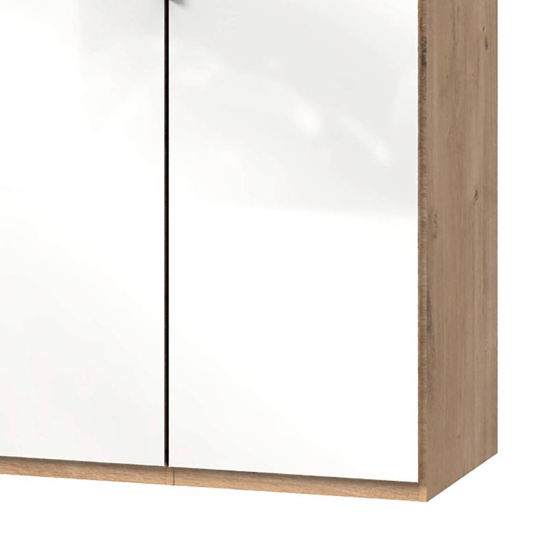 home24 Drehtürenschrank Level 36 C 150 x 216cm ohne Braun/Hochglanz Weiß/Eiche Dekor ohne Spiegeltür/-en von home24