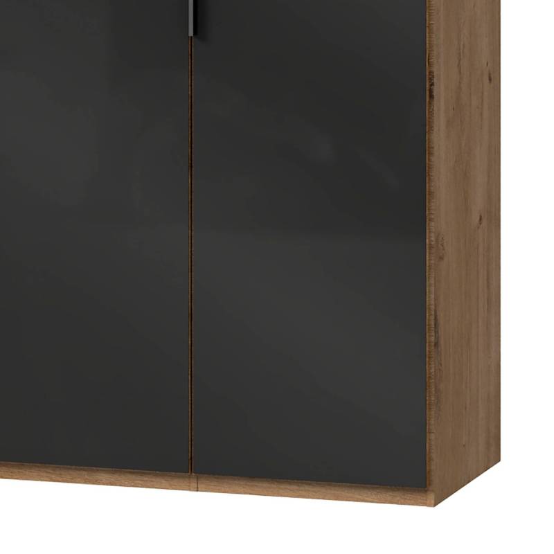 home24 Drehtürenschrank Level 36 C 150 x 216cm ohne Plankeneiche Dekor/Glas Grau ohne Spiegeltür/-en von home24