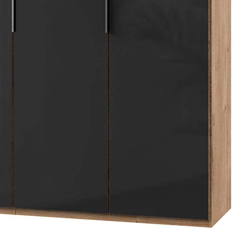 home24 Drehtürenschrank Level 36 C 250 x 216cm ohne Plankeneiche Dekor/Glas Grau ohne Spiegeltür/-en von home24