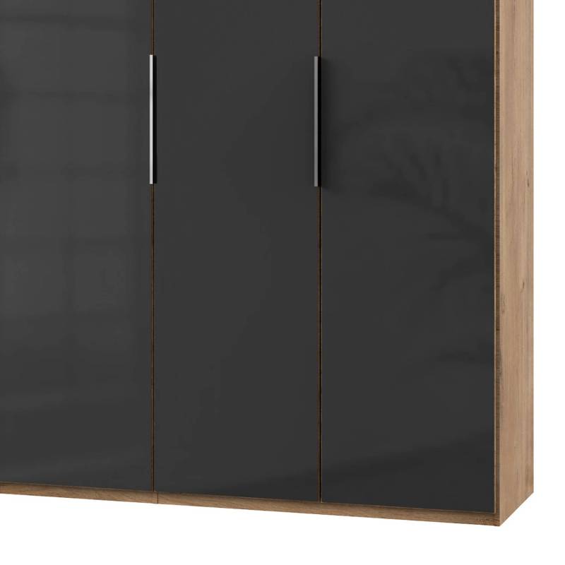 home24 Drehtürenschrank Level 36 C 250 x 236cm ohne Plankeneiche Dekor/Glas Grau ohne Spiegeltür/-en von home24