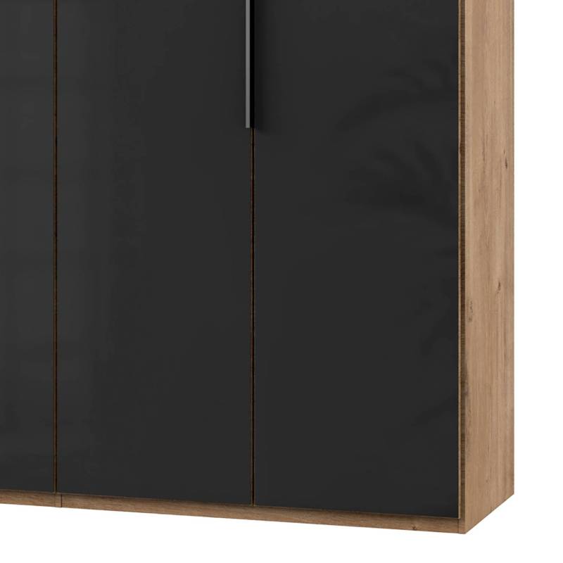 home24 Drehtürenschrank Level 36 C 200 x 216cm ohne Plankeneiche Dekor/Glas Grau ohne Spiegeltür/-en von home24