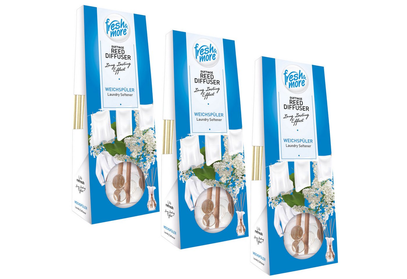 fresh & more Raumduft Duftvase (Spar-Set, 3-St., Lufterfrischer (35ml 3er Pack) von fresh & more