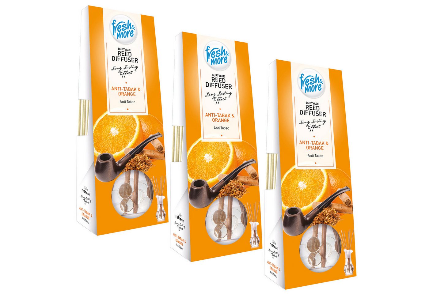 fresh & more Raumduft Duftvase (Spar-Set, 3-St., Lufterfrischer (35ml 3er Pack) von fresh & more