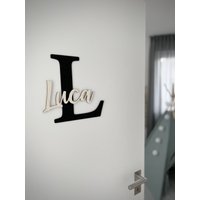 Türschild Aus Holz Mit Wunschnamen, Namensschild Für Kinderzimmer, Schriftzug Türschild Aus Holz Mit Wunschnamen, Namensschild Für Kinderzimmer, Schriftzug von freudentag