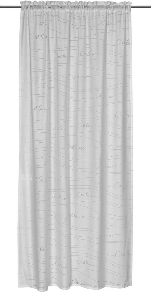Gardine Cest la Vie 00 weiß, freundin Home Collection, Stangendurchzug (1 St), halbtransparent, Ausbrenner von freundin Home Collection