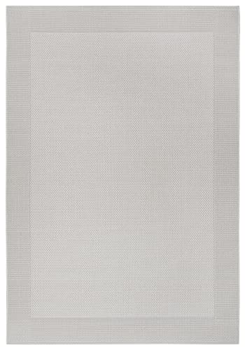 freundin Home Collection Marla In- & Outdoor Teppich - Wetterfest Modernes Design für Balkon Terrasse Wintergarten Badteppich Wohnzimmerteppich Wasserfest, Hellgrau, Silber, 80x150cm von freundin Home Collection