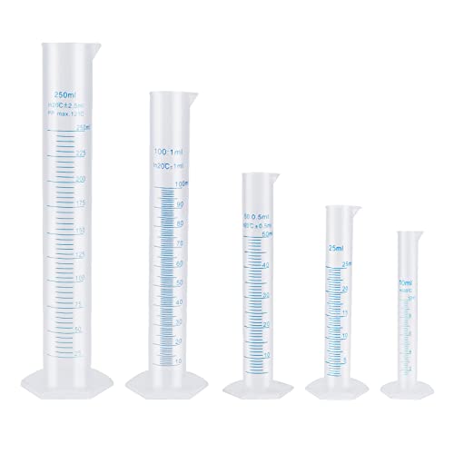 Messbecher aus Kunststoff, Messzylinder, Messbecher, Messwerkzeuge, Labor-Reagenzglas, Ausgießer, 10 ml, 25 ml, 50 ml, 100 ml, 250 ml, 5 Stück Messbecher aus Kunststoff, Messzylinder, Messbecher, Messwerkzeuge, Labor-Reagenzglas, Ausgießer, 10 ml, 25 ml, 50 ml, 100 ml, 250 ml, 5 Stück von Pveath