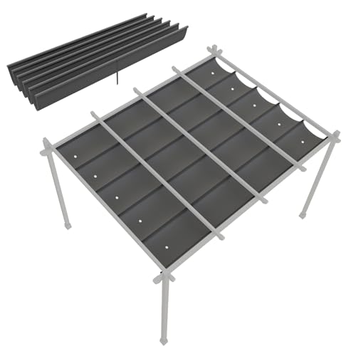 Ersatzdach für 3 x 3 m Pergola, Gartenpavillon Ersatzbezug Einziehbar mit Regenabflusslöchern, Wasserdicht, UV Schutz, Schattenabdeckung für Garten, Terrasse(Grey,3x4M/10x13ft) von frides
