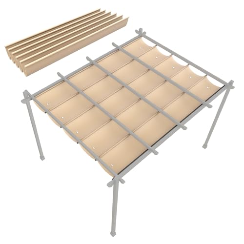 Ersatzdach für 3 x 3 m Pergola, Gartenpavillon Ersatzbezug Einziehbar mit Regenabflusslöchern, Wasserdicht, UV Schutz, Schattenabdeckung für Garten, Terrasse(Khaki,3x3.65M/10x21FT) von frides