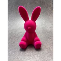 Frühlingsdeko Hase Beflockt Höhe 20cm Fuchsia von friedaswelt