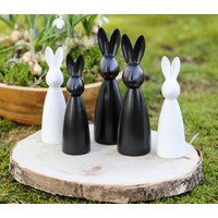 Frühlingsdeko Hase Schwarz Oder Weiß/Osterdeko 2 Größen Verfügbar Keramik von friedaswelt