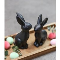 Frühlingsdeko Hasen Schwarz Im Set/ Osterdeko/Keramik von friedaswelt