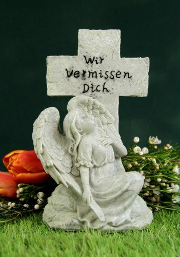 Grabkreuz mit Engel "Wir vermissen Dich von friedhofskerze.de