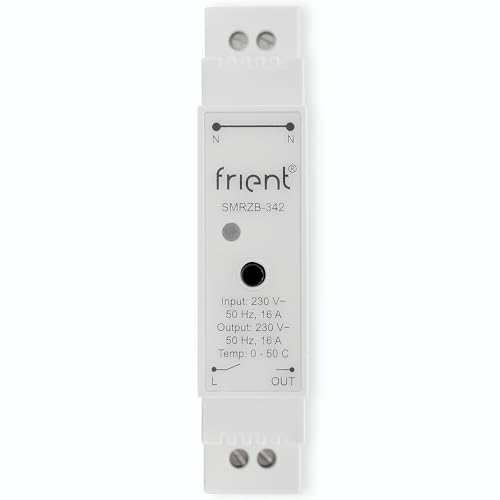 frient Smart DIN Relay | Ferngesteuertes An/Ausschalten | Eingebaute Strommessung | 16A Dauerlast | Normale Hutschienenbefestigung | Zigbee | Funktioniert mit Homey und SmartThings Hellgrau von frient