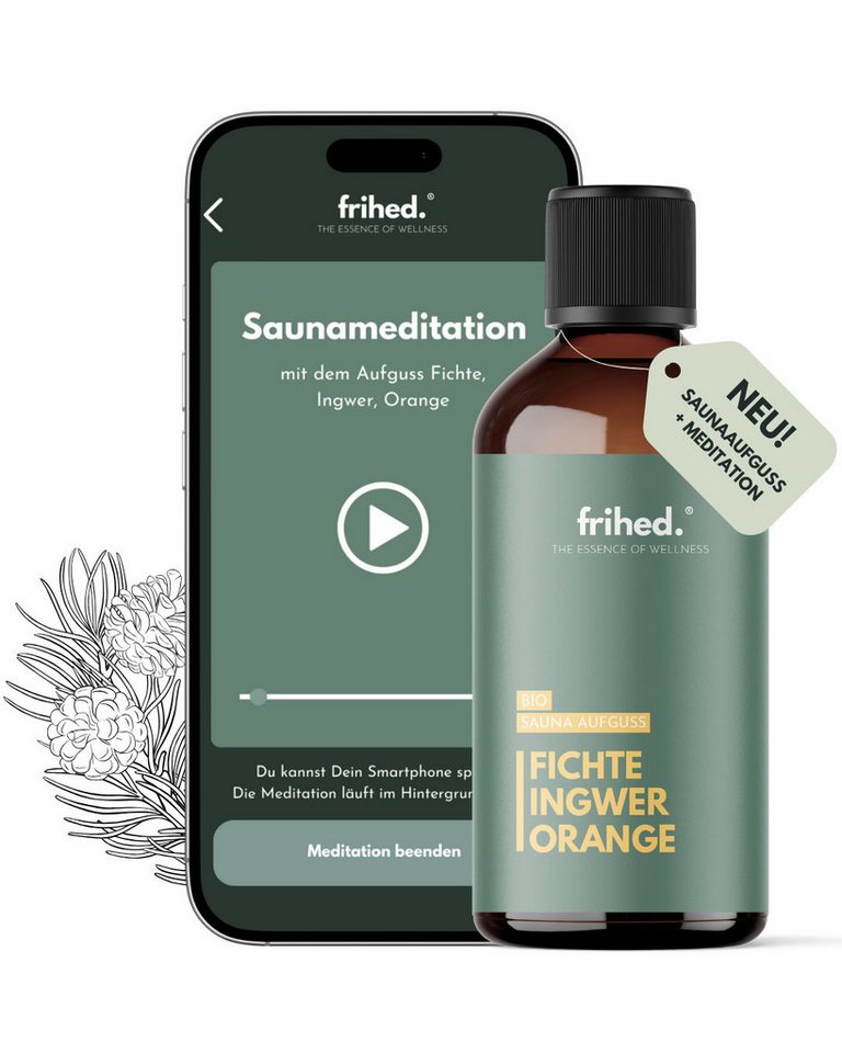 frihed. Nordic Wear Aufgusskonzentrat Bio Saunaaufguss mit App Meditation - langanhaltender Duft, 100 ml von frihed. Nordic Wear