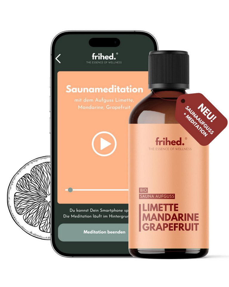 frihed. Nordic Wear Aufgusskonzentrat Bio Saunaaufguss mit App Meditation - langanhaltender Duft, 100 ml von frihed. Nordic Wear