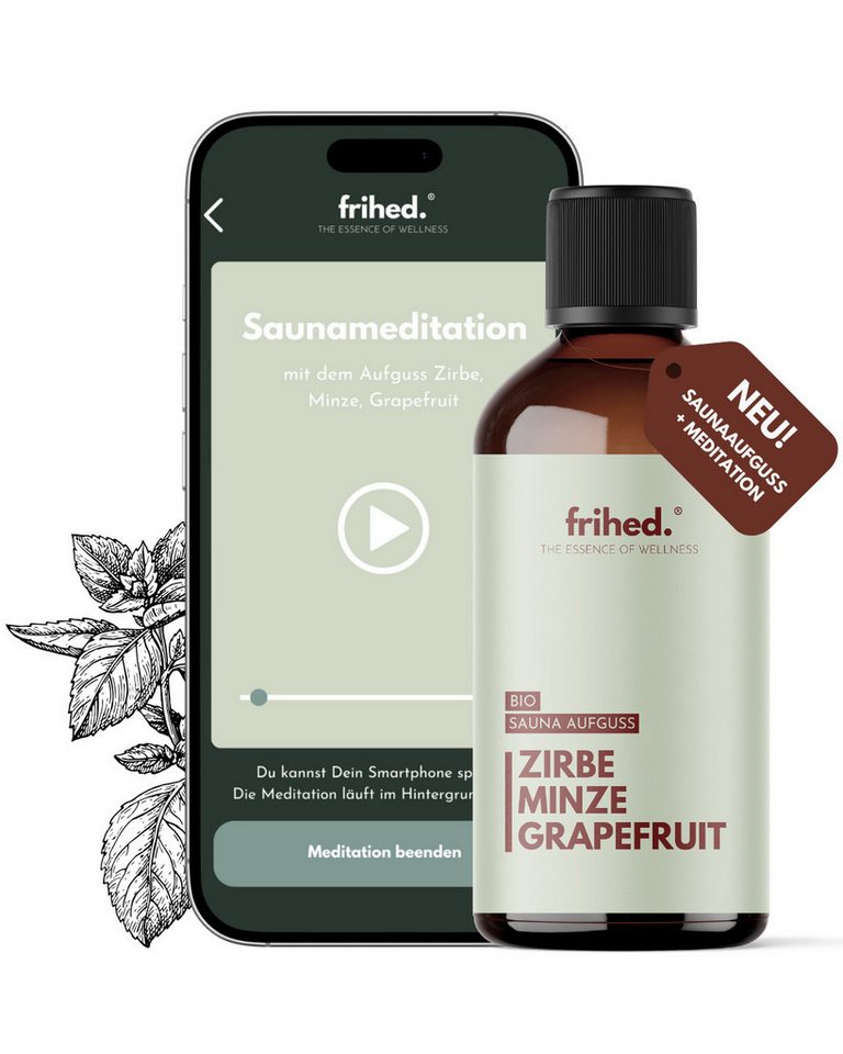 frihed. Nordic Wear Aufgusskonzentrat Bio Saunaaufguss mit App Meditation - langanhaltender Duft, 100 ml von frihed. Nordic Wear
