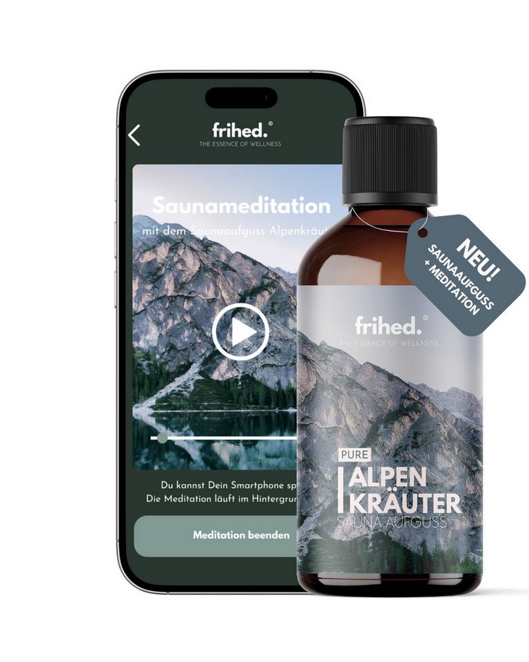 frihed. Nordic Wear Aufgusskonzentrat Saunaaufguss mit App Meditation - langanhaltender Duft, 100 ml von frihed. Nordic Wear