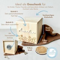 Personalisierte Spardose Aus Holz Mit 3D Name Und Blumen Gravur | Namen I Geschenk Zur Geburt, Taufe Oder Einschulung Frilly® von frillydesignsshop