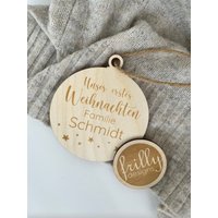 Personalisierte Unser Erstes Weihnachten Familie Weihnachtskugeln Personalisierte Ornamente Lasergeschnittene Kugel| Frilly Designs von frillydesignsshop