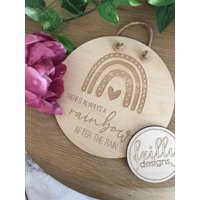 There's Always A Rainbow After The Rain Schild | Regenbogen Spruch Holz Kinderzimmer Frilly Designs von frillydesignsshop