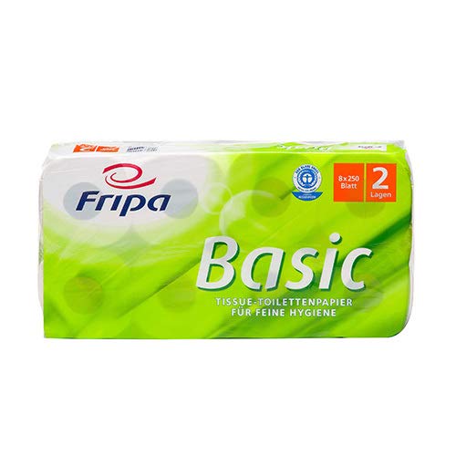 64 Toilettenpapier 2-lagig, Basic weiss, 250 Blatt pro Rolle von fripa