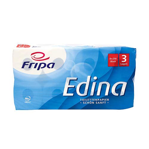 72 Toilettenpapier 3-lagig, Edina hochweiss, 250 Blatt pro Rolle von fripa
