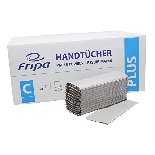 Fripa Papiertücher Plus: 1-lagig, 20x156 Tücher, 100% Recycling, C-Falz, reißfest, Naturfarbe von fripa