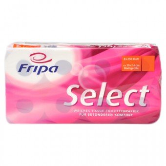 Fripa Select Toilettenpapier 8 x 160 Blatt, 4lagig, 100% Zellstoff, PEFC zertifiziert, hochweiß von fripa