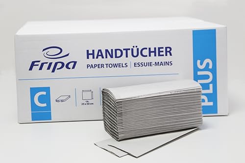 Papierhandtücher Fripa Plus natur 2400 Blatt 25x50 cm Handtücher naturell 100 % Recycling, C-Falz, 1-lagig von fripa