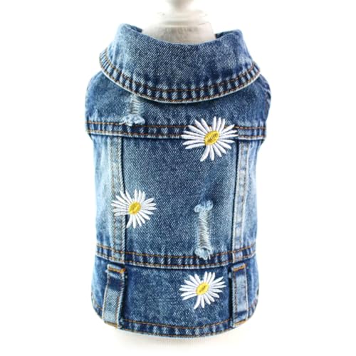 Denim Hundekleidung, Cowboy-Haustier-Hundemantel, Welpenkleidung, kleine Hunde, Jeansjacke, Westenmantel, Welpen-Outfits, Katzenkleidung, XS-2XL von frissin