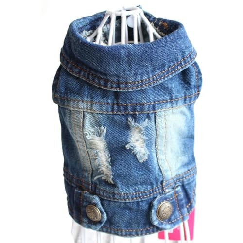Denim Hundekleidung, Cowboy-Haustier-Hundemantel, Welpenkleidung, kleine Hunde, Jeansjacke, Westenmantel, Welpen-Outfits, Katzenkleidung, XS-2XL von frissin