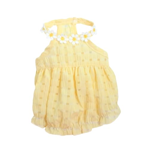 Katzenkleid mit Blumenmuster, niedlich, gelb-grün, Katzenkleid, Haustierkleidung, dünnes Prinzessinnenkleid für den Sommer von frissin