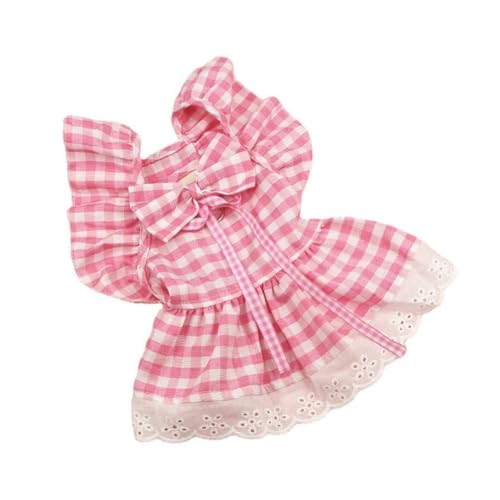 Süße Sommer-Haustierkleidung, rosa kariert, Rose, Blasen-Hunderock, Spitze, kurzes Prinzessinnenkleid für kleine und mittelgroße Hunde, Bichon Yorkshire von frissin