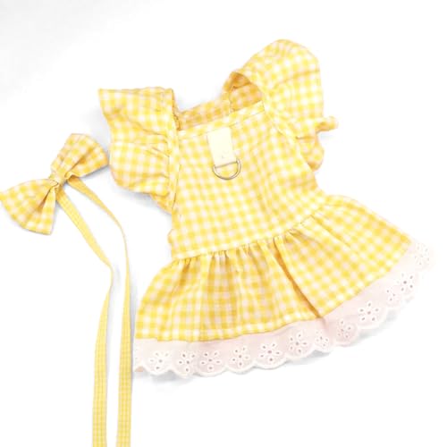 Süße Sommer-Haustierkleidung, rosa kariert, Rose, Blasen-Hunderock, Spitze, kurzes Prinzessinnenkleid für kleine und mittelgroße Hunde, Bichon Yorkshire von frissin