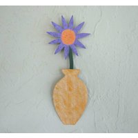 Blumenkunst Metall Wandblume Mama Geschenk Skulptur Lavendel Gelb Upcycled Küche Badezimmer Wandkunst 3 X 9 Sofort Lieferbar von frivoloustendencies